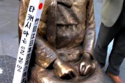 A Japanese politician defaces a statue dedicated to Korean comfort women